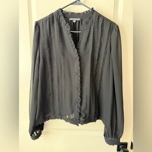 Adrianna Papell Black Sheer Lace Blouse
